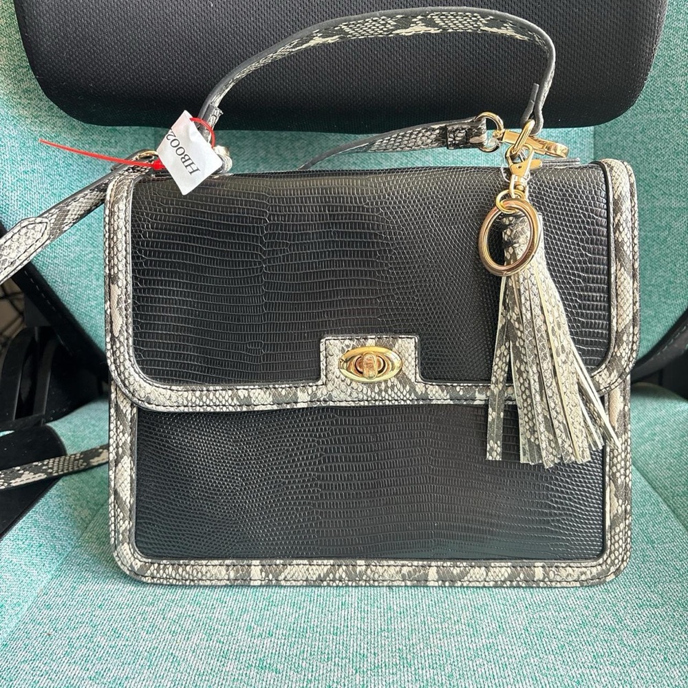 Rachel Zoe Black and Gray Crossbody Bag with Tassel
